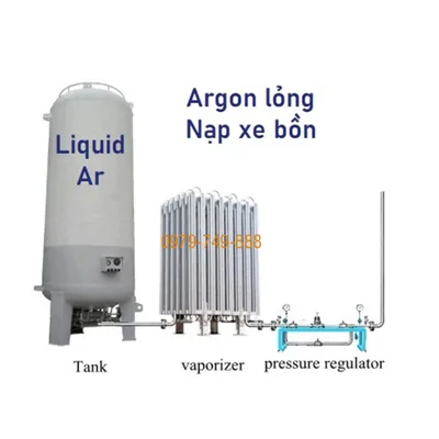 Argon lỏng công nghiệp nạp bồn trạm từ xe bồn 5-25 tấn
