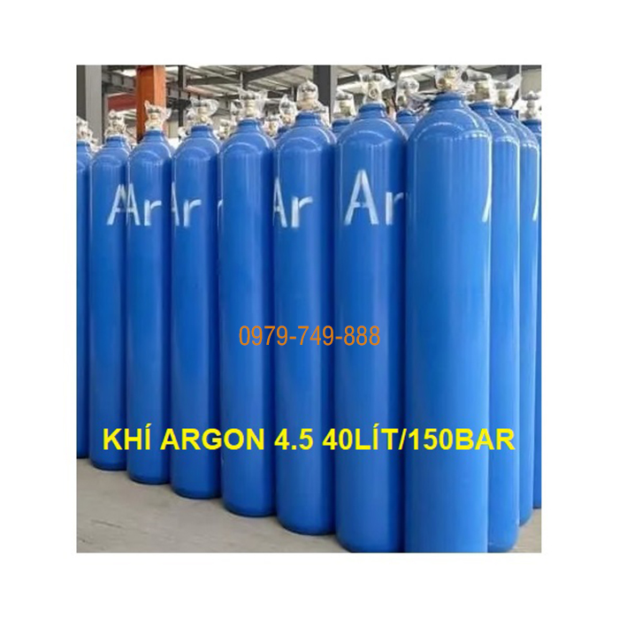 Khí Argon công nghiệp 4.5 (purity ≥99,995%) chai 40lít 150bar