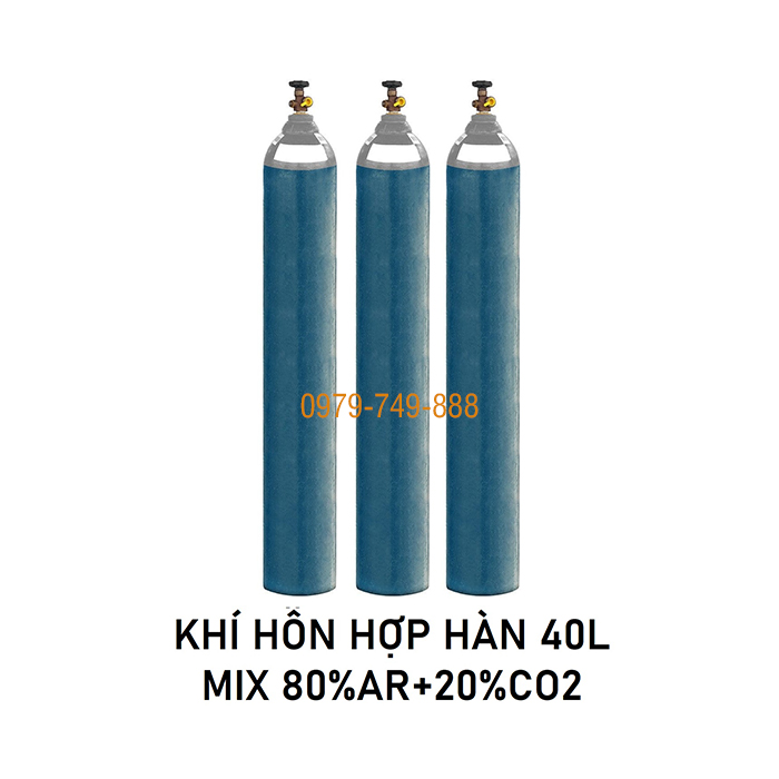 Khí hỗn hợp hàn MIX 20%CO2+80%Ar chai 40L